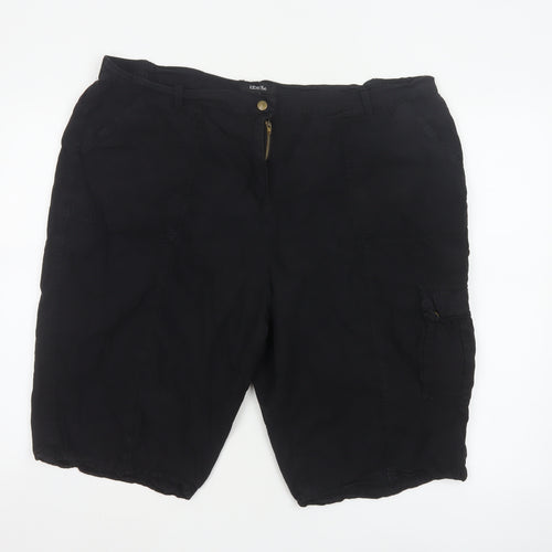 labelBe Women’s Black UK 22 Cotton Cargo Shorts Pockets