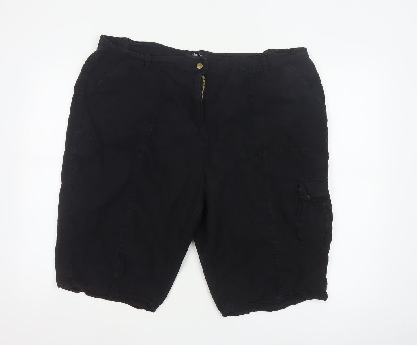 labelBe Women’s Black UK 22 Cotton Cargo Shorts Pockets