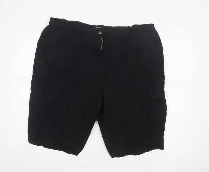 labelBe Women’s Black UK 22 Cotton Cargo Shorts Pockets
