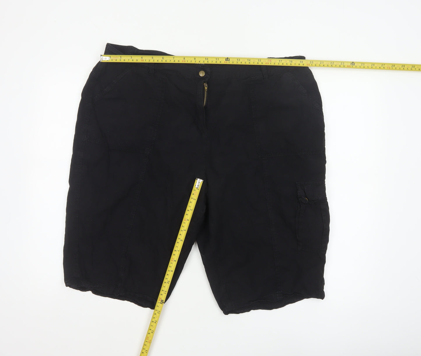labelBe Women’s Black UK 22 Cotton Cargo Shorts Pockets