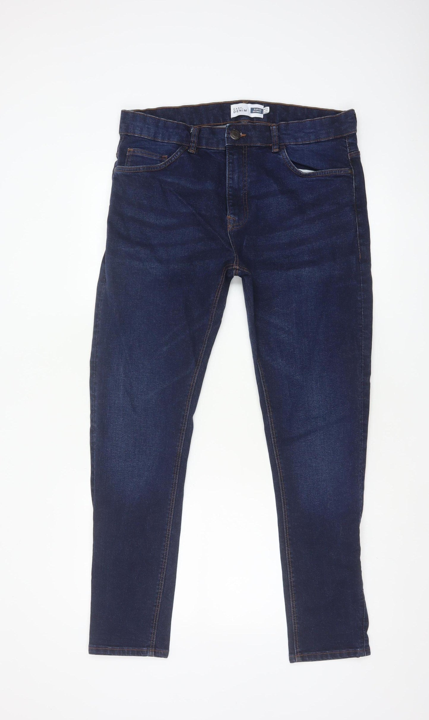 Easy Denim Men's Blue W34 L30 Super Skinny Stretch Jeans