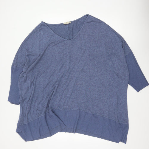 Aveology Women Blue Plus Size 34 Relaxed V-Neck Tunic Top