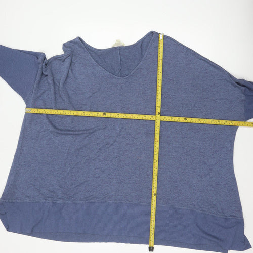 Aveology Women Blue Plus Size 34 Relaxed V-Neck Tunic Top