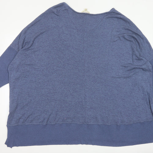Aveology Women Blue Plus Size 34 Relaxed V-Neck Tunic Top