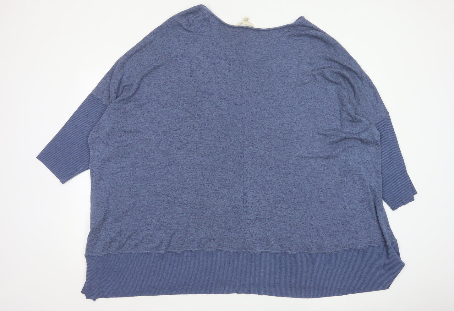 Aveology Women Blue Plus Size 34 Relaxed V-Neck Tunic Top