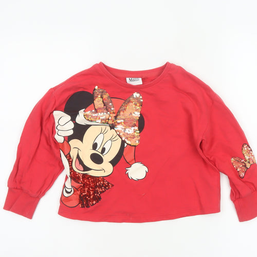 Next Girls Red 5 Years Minnie Mouse Sequin Long Sleeve T-Shirt