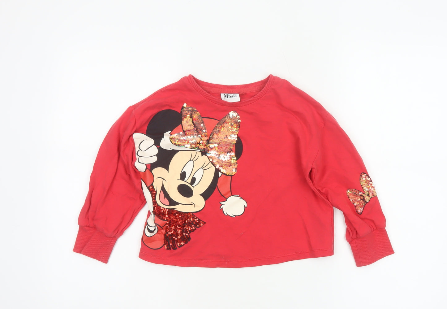 Next Girls Red 5 Years Minnie Mouse Sequin Long Sleeve T-Shirt