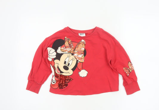 Next Girls Red 5 Years Minnie Mouse Sequin Long Sleeve T-Shirt