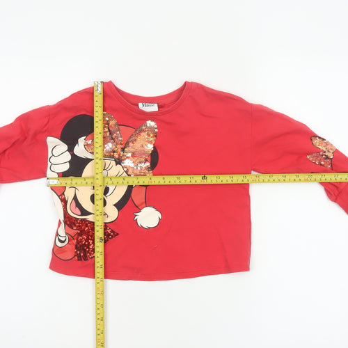 Next Girls Red 5 Years Minnie Mouse Sequin Long Sleeve T-Shirt