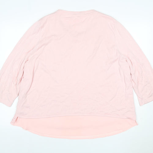 Together Women’s Pink UK 22 3/4 Sleeve Lace Hem Scoop Neck Jumper