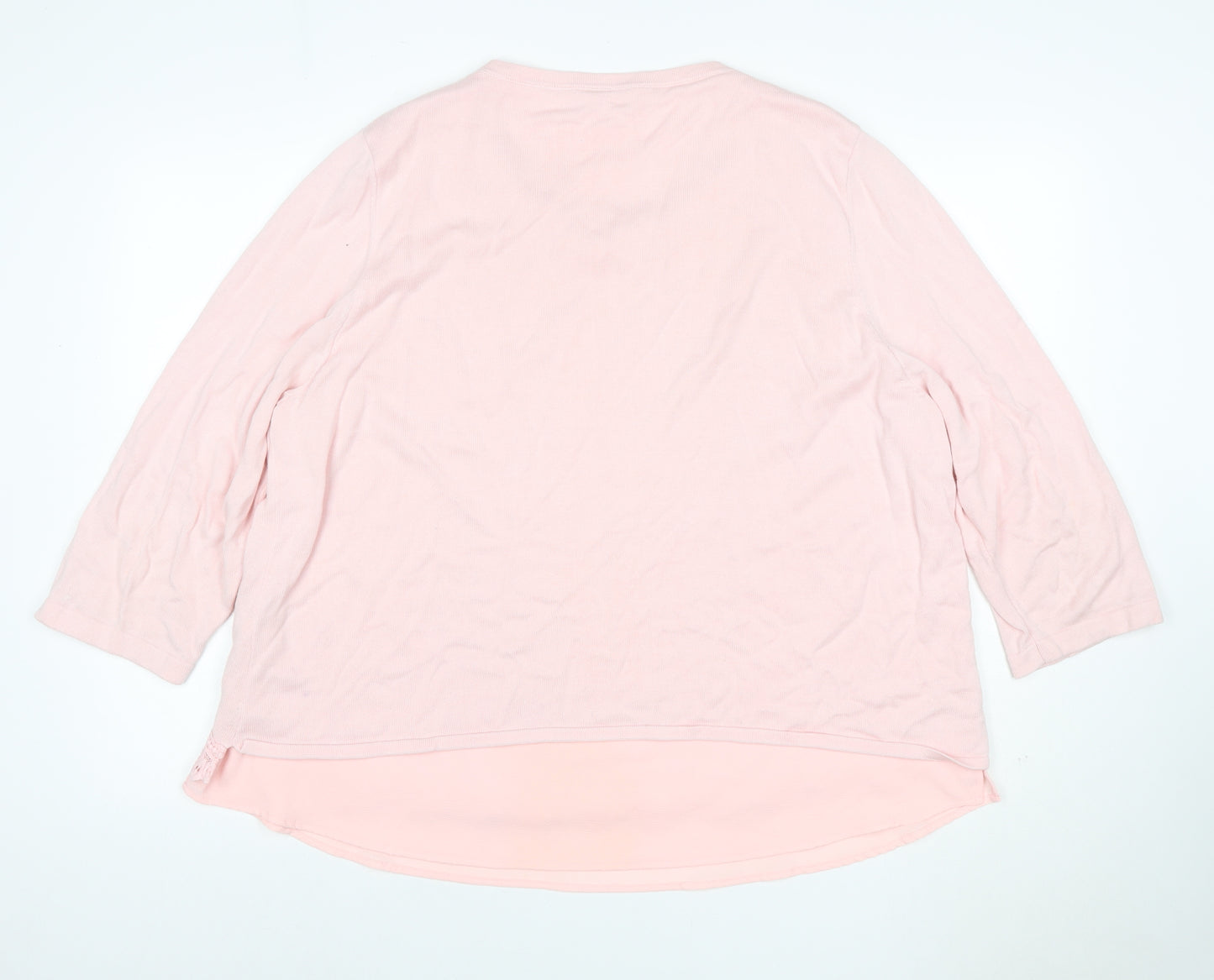 Together Women’s Pink UK 22 3/4 Sleeve Lace Hem Scoop Neck Jumper
