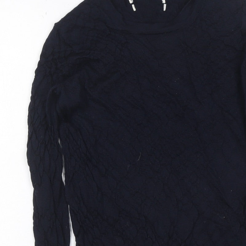 Marks and Spencer Women's Blue UK 6 Cable Knit Crew Neck Jumper