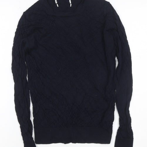 Marks and Spencer Women's Blue UK 6 Cable Knit Crew Neck Jumper