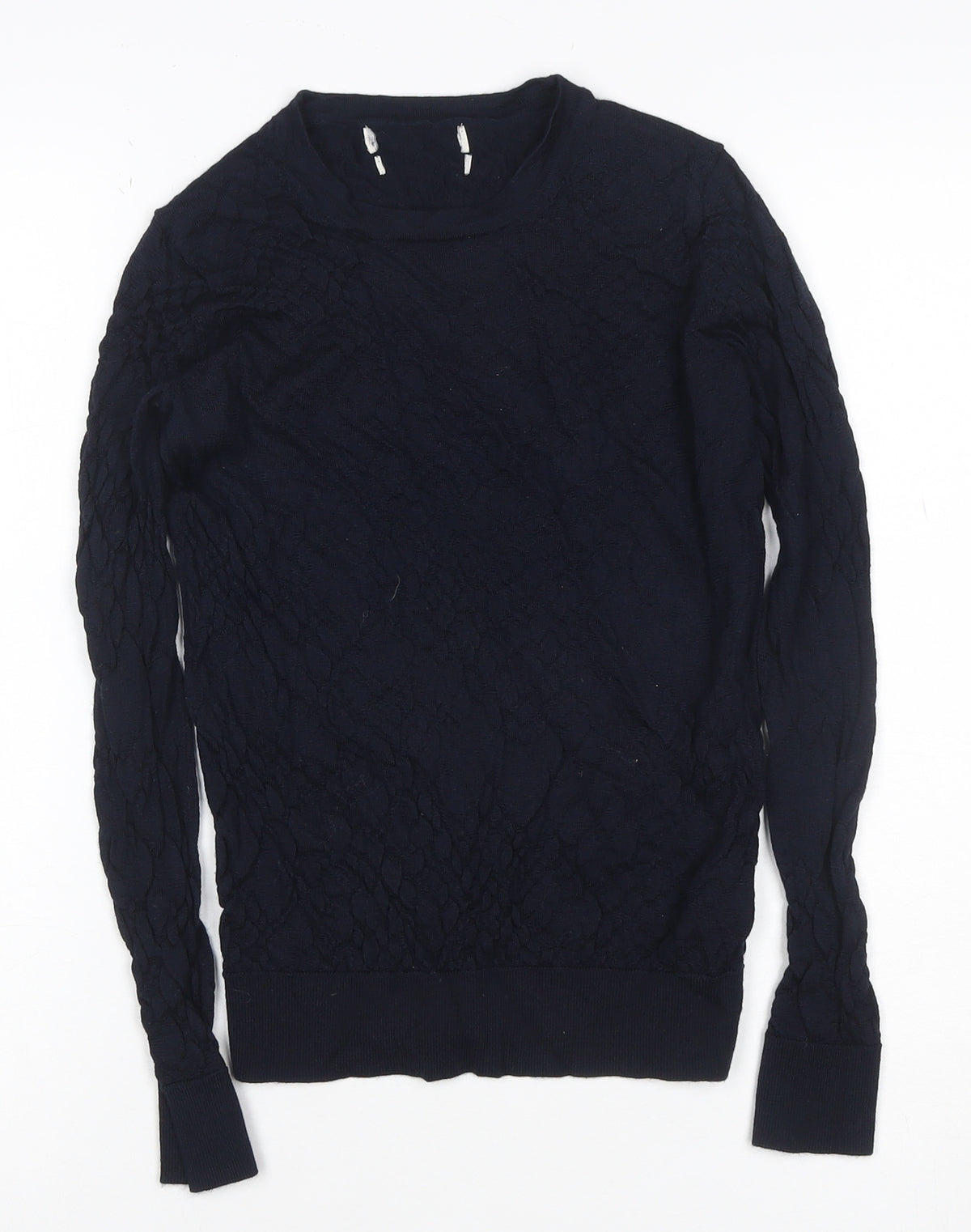 Marks and Spencer Women's Blue UK 6 Cable Knit Crew Neck Jumper