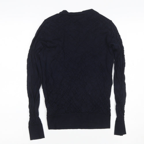 Marks and Spencer Women's Blue UK 6 Cable Knit Crew Neck Jumper