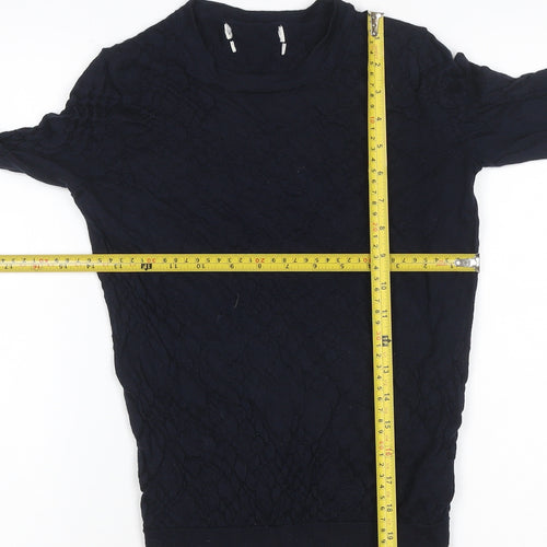 Marks and Spencer Women's Blue UK 6 Cable Knit Crew Neck Jumper