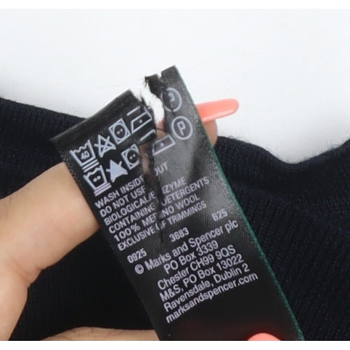 Marks and Spencer Women's Blue UK 6 Cable Knit Crew Neck Jumper