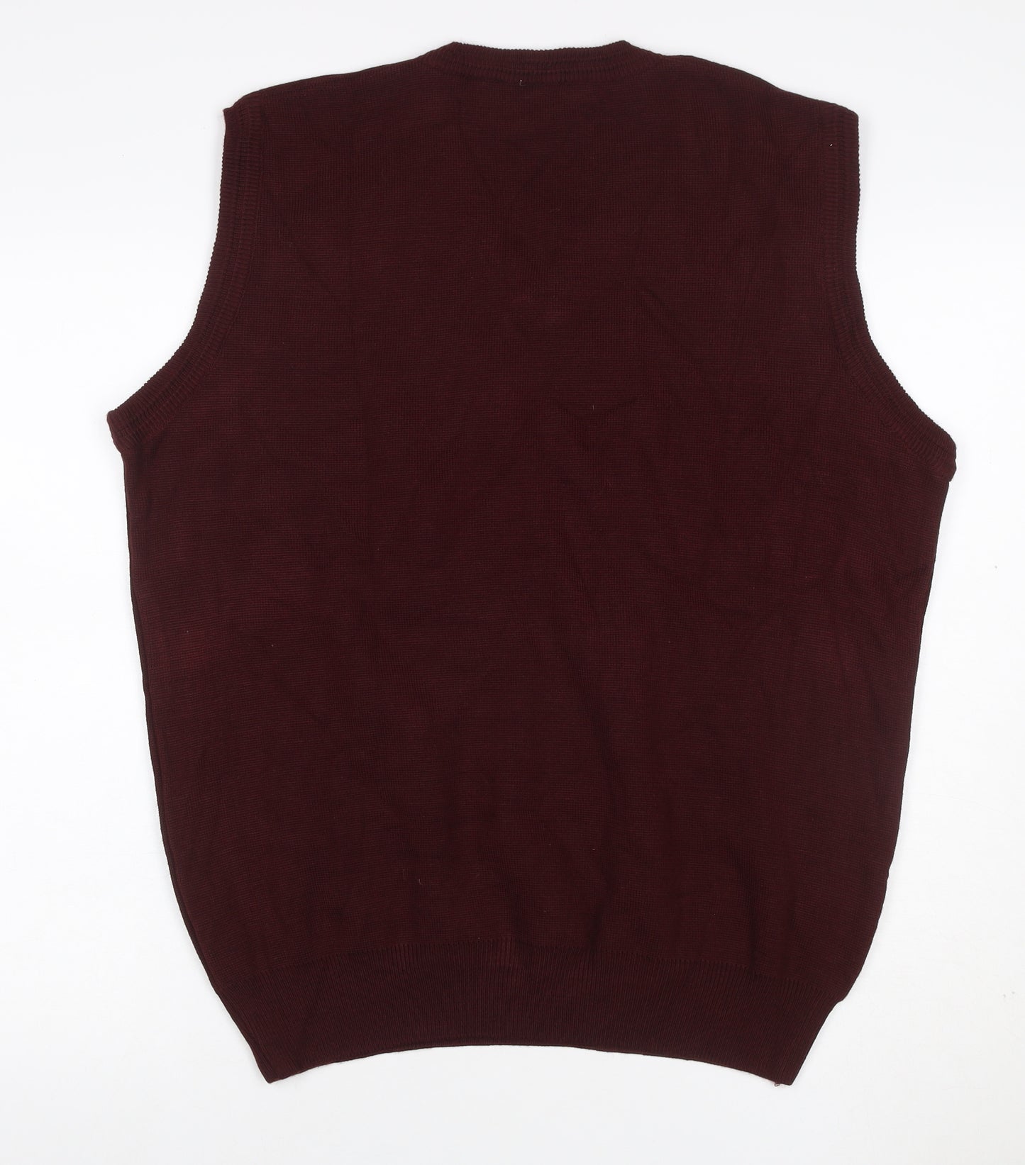 Qencay Men’s Red Wool Blend V-Neck Knit Vest 2XL