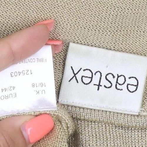 Eastex Women Gold Basic Embroidered V-Neck Knit Top UK 16/18