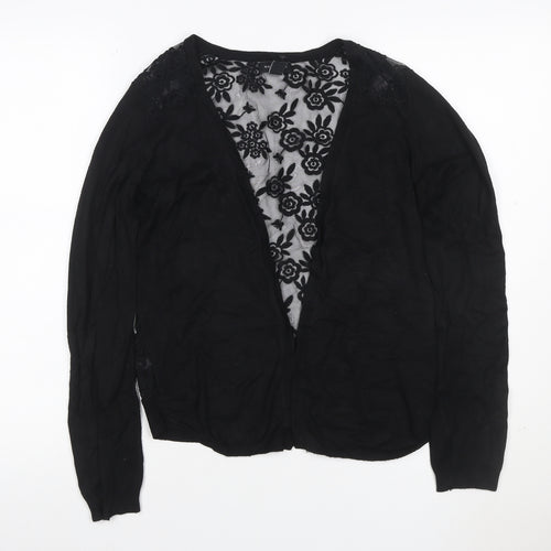 New Look Women’s Black UK 10 Open Cardigan Floral Lace Long Sleeve