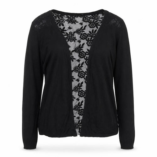 New Look Women’s Black UK 10 Open Cardigan Floral Lace Long Sleeve