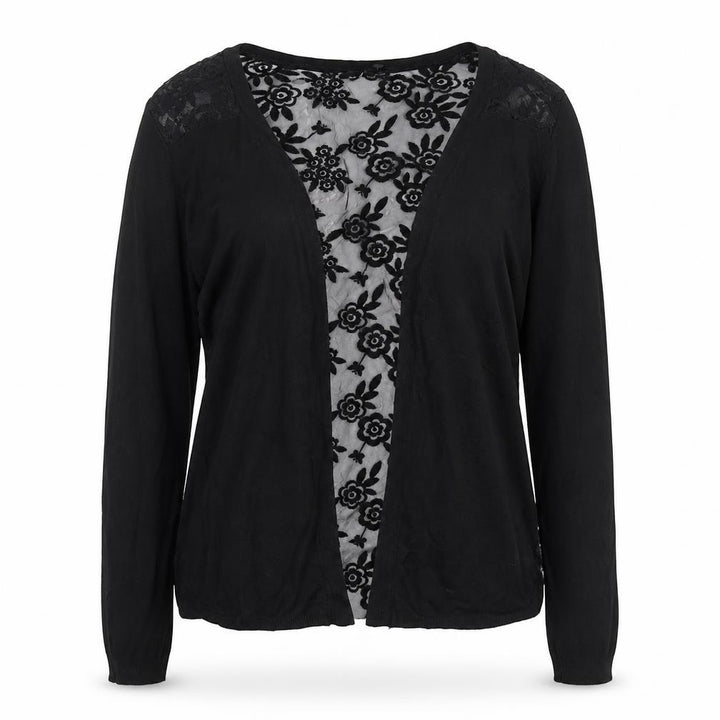 New Look Women’s Black UK 10 Open Cardigan Floral Lace Long Sleeve