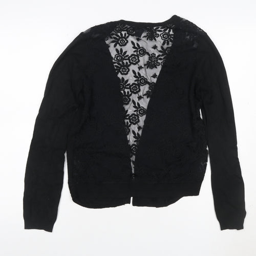 New Look Women’s Black UK 10 Open Cardigan Floral Lace Long Sleeve