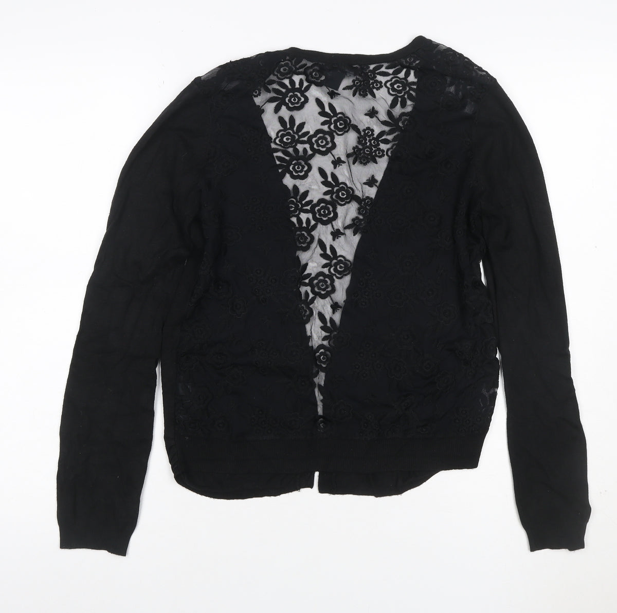 New Look Women’s Black UK 10 Open Cardigan Floral Lace Long Sleeve