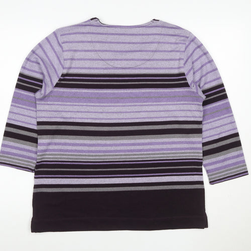 TIGI Women’s Purple Striped Knit Jumper Size 16 3/4 Sleeve