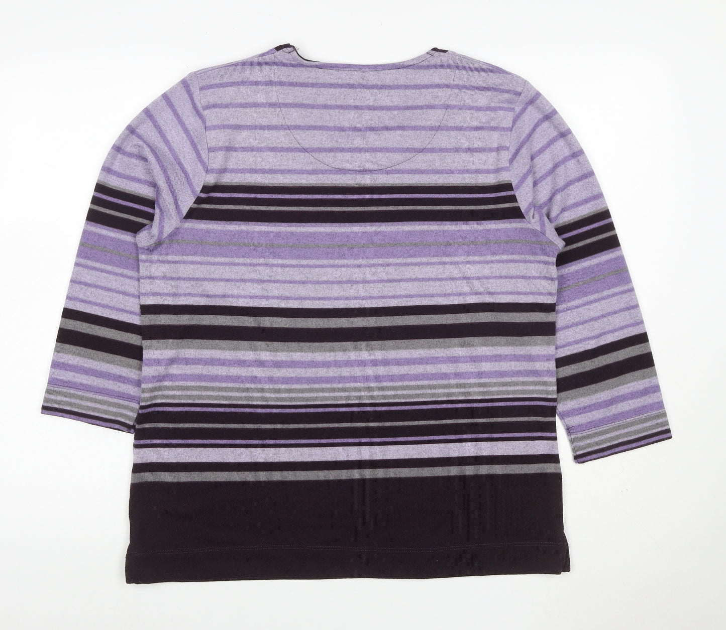 TIGI Women’s Purple Striped Knit Jumper Size 16 3/4 Sleeve