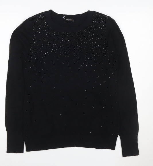 Express Women’s Black L Rhinestone Crew Neck Knit Jumper