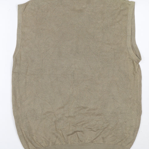 Nautica Men’s Beige XL Silk Cotton V-Neck Knit Jumper Vest