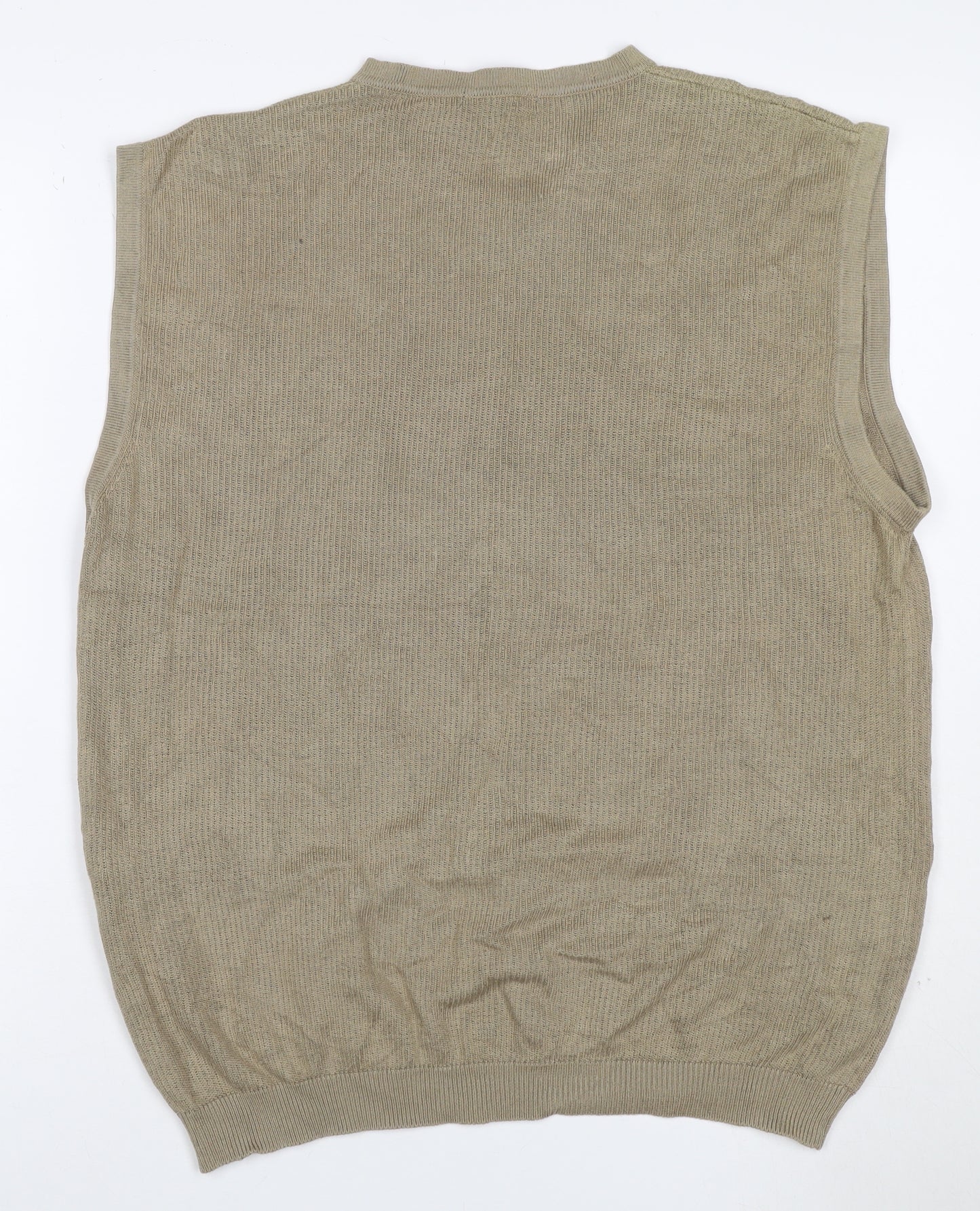 Nautica Men’s Beige XL Silk Cotton V-Neck Knit Jumper Vest