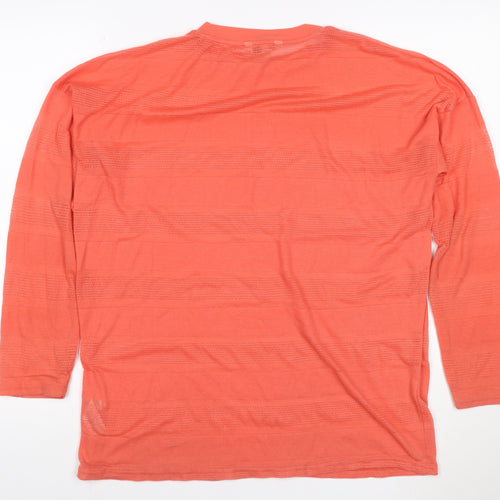 Next Women Orange UK 10 Mesh Stripe Long Sleeve Crew Neck T-Shirt