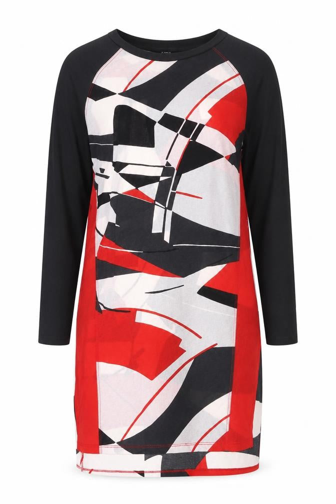 Front view of Next Women’s Multicoloured UK 8 Geometric Long Sleeve Shift Dress