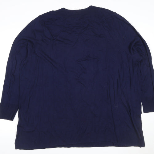 Evans Women’s Navy V-Neck Cotton Blend Knit Jumper UK 26