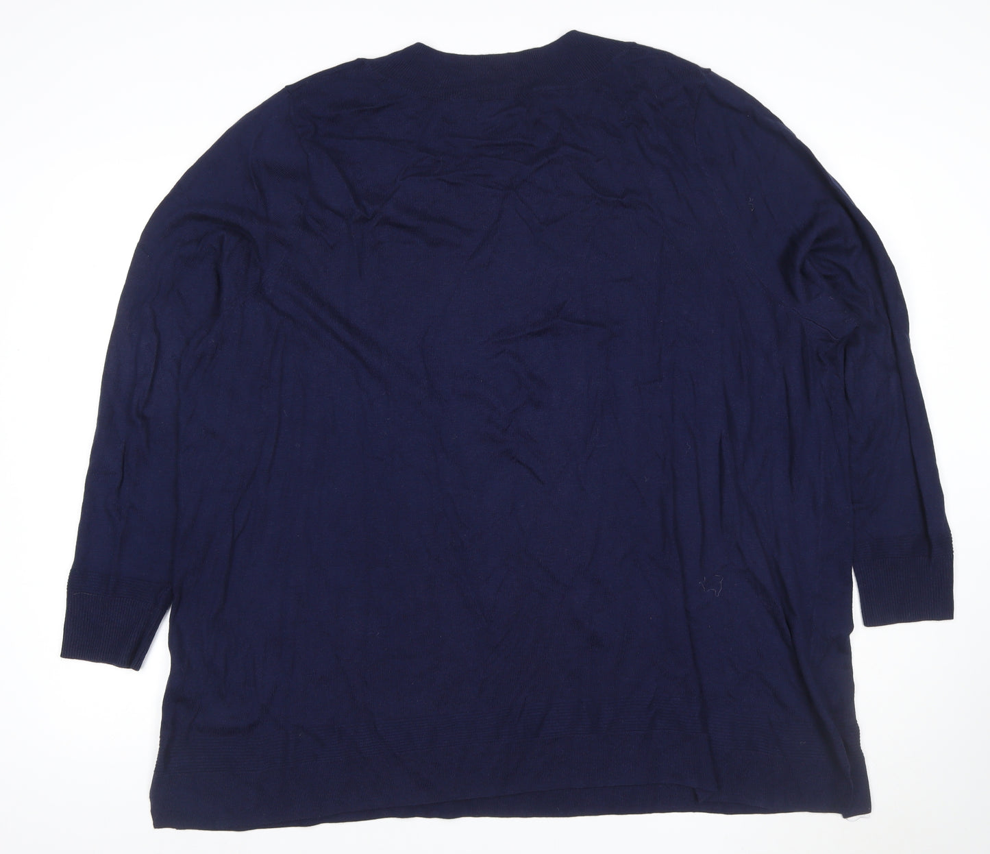 Evans Women’s Navy V-Neck Cotton Blend Knit Jumper UK 26