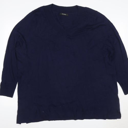 Evans Women’s Navy V-Neck Cotton Blend Knit Jumper UK 26