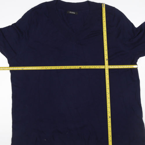 Evans Women’s Navy V-Neck Cotton Blend Knit Jumper UK 26