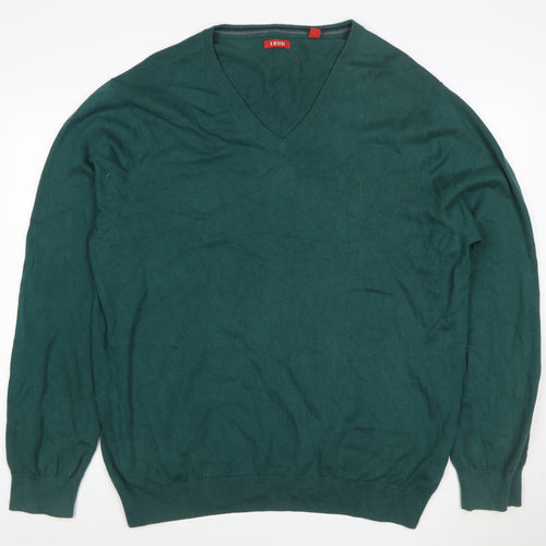 IZOD Men’s Green XL V-Neck Cotton Knit Pullover Jumper Logo