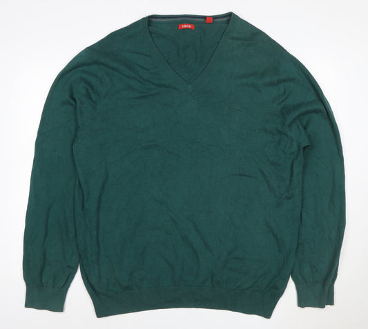 IZOD Men’s Green XL V-Neck Cotton Knit Pullover Jumper Logo