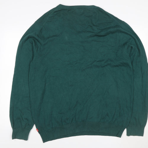 IZOD Men’s Green XL V-Neck Cotton Knit Pullover Jumper Logo