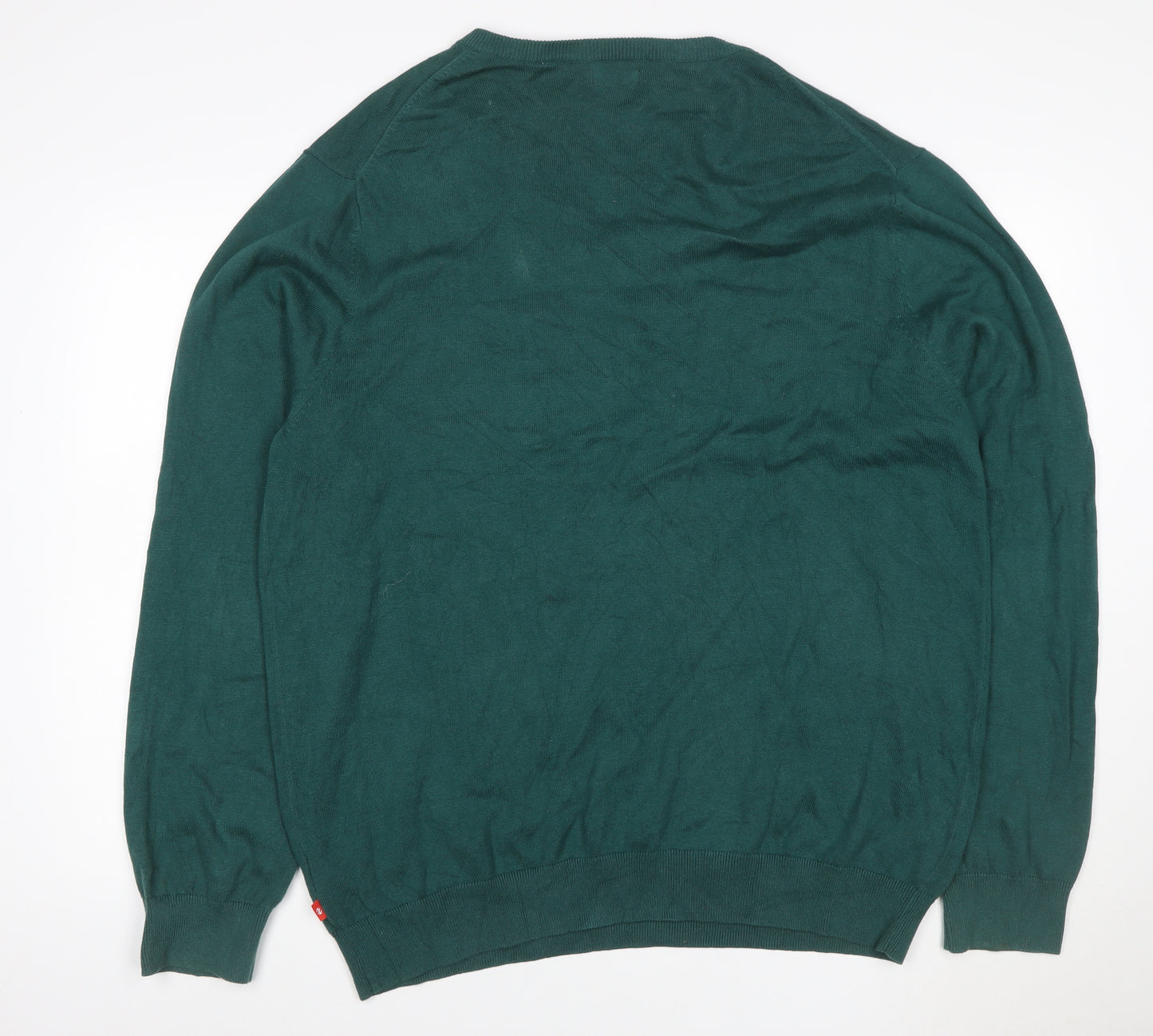 IZOD Men’s Green XL V-Neck Cotton Knit Pullover Jumper Logo