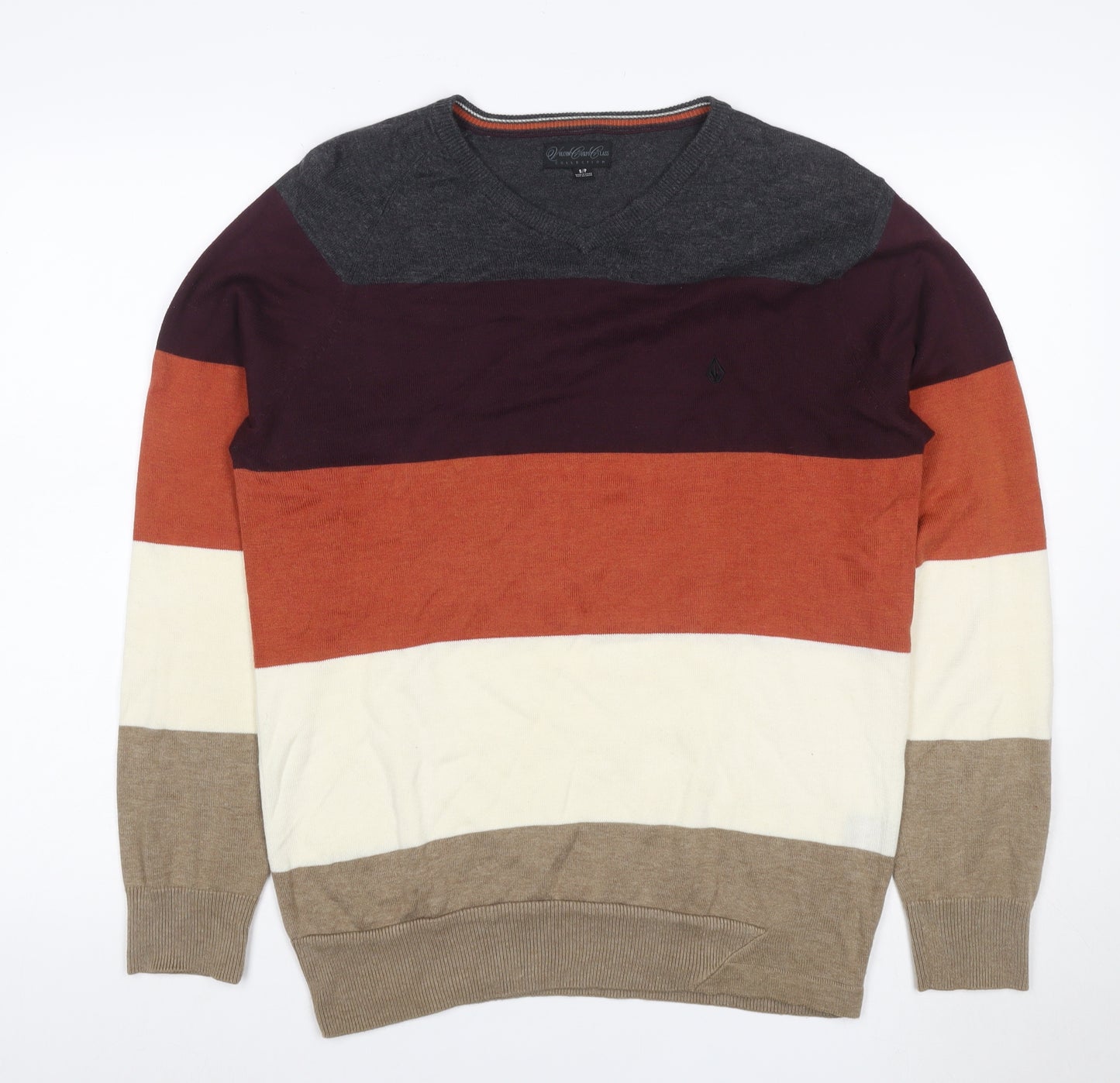 Volcom Men's Multicoloured S Colour Block V-Neck Knit Pullover Jumper