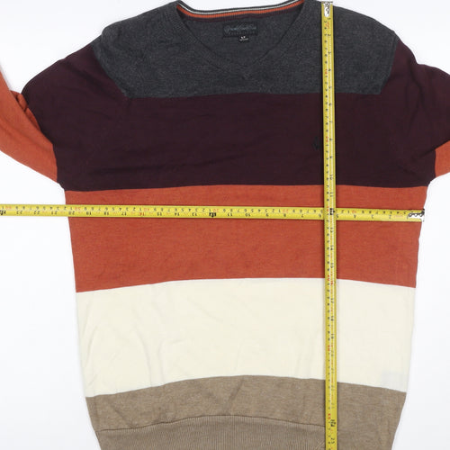 Volcom Men's Multicoloured S Colour Block V-Neck Knit Pullover Jumper