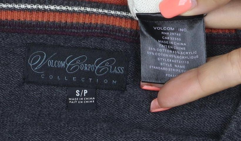 Volcom Men's Multicoloured S Colour Block V-Neck Knit Pullover Jumper
