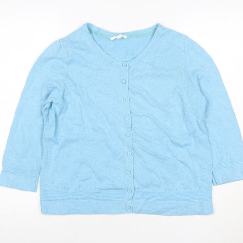 White Stuff Women Blue UK 12 Cotton Knit Button Cardigan