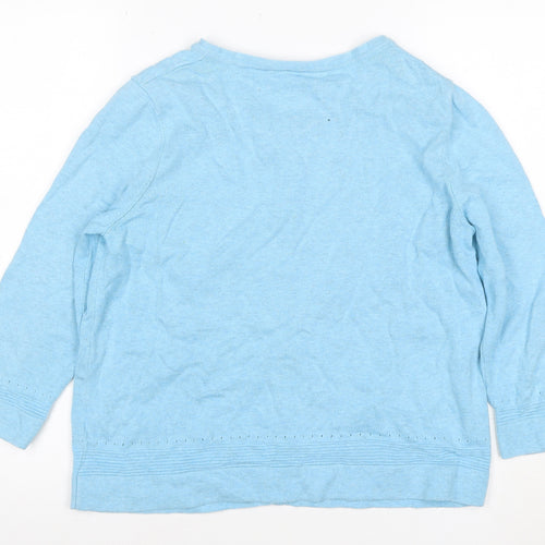 White Stuff Women Blue UK 12 Cotton Knit Button Cardigan