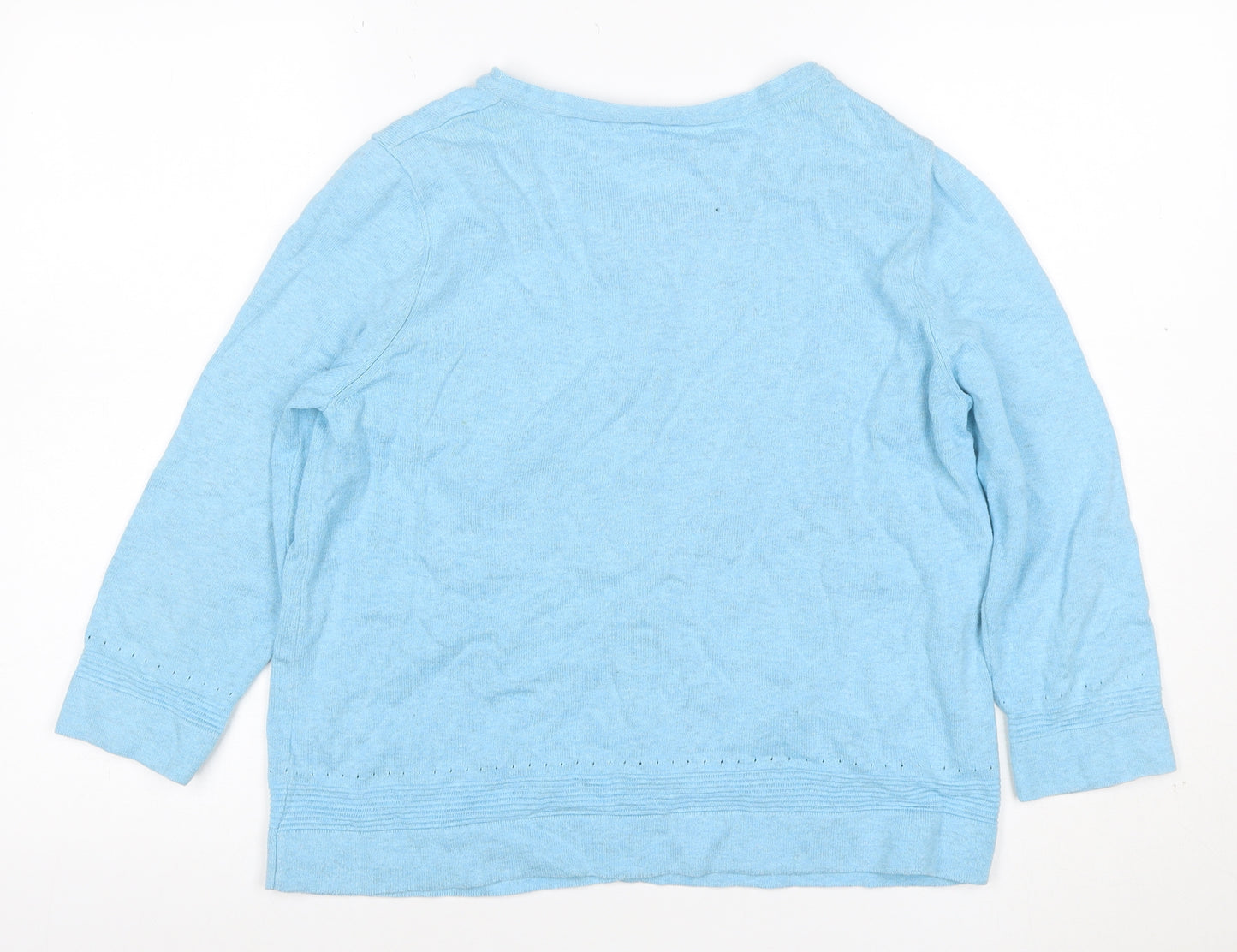 White Stuff Women Blue UK 12 Cotton Knit Button Cardigan