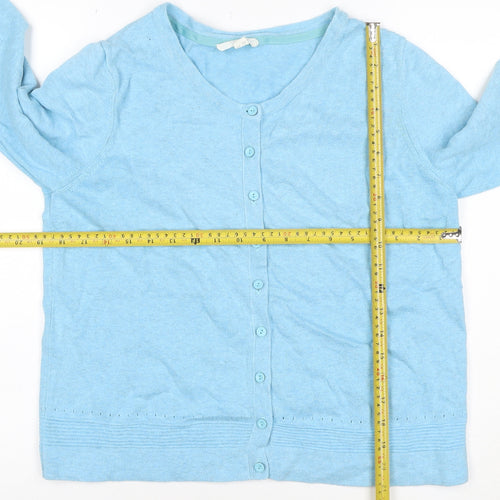 White Stuff Women Blue UK 12 Cotton Knit Button Cardigan